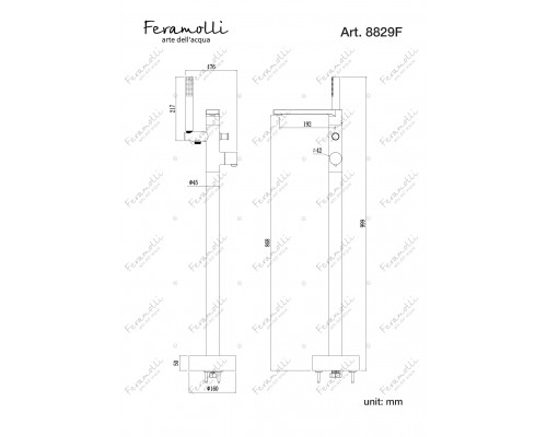 Напольный Смеситель для ванны Feramolli Dante GS8829F, графит