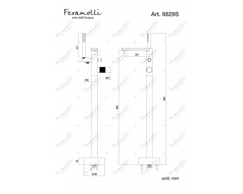 Напольный Смеситель для ванны Feramolli Dante CS8829F, никель