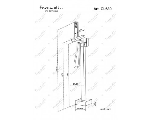 Напольный смеситель для ванны Feramolli Cubo CL639, хром