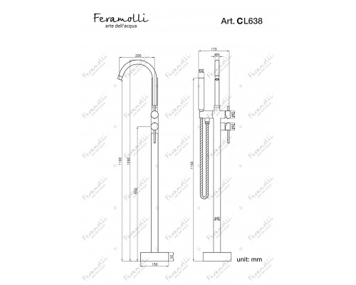 Напольный смеситель для ванны Feramolli Molveno CL638, хром