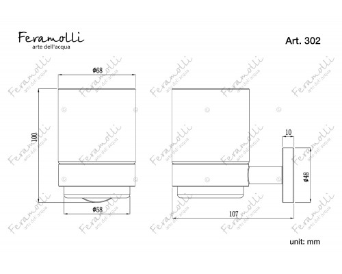 Стакан для зубных щеток Feramolli Lugano GL302, золото