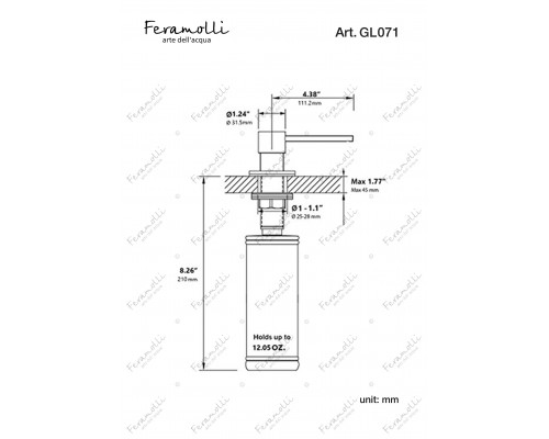 Диспенсер для жидкого мыла Feramolli Lugano GL071, золото