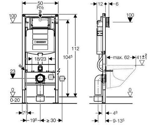 Инсталляция для подвесного унитаза Geberit Duofix 111.300.00.5