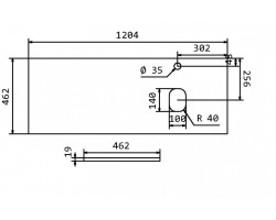 Столешница из МДФ асимметричное правостороннее расположение отверстий раковины и смесителя 1204x462x19 BelBagno EK-120-AS-BL-R Bianco Lucido