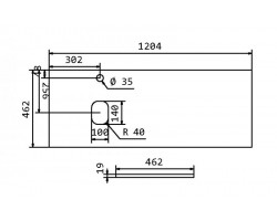 Столешница из МДФ асимметричное левостороннее расположение отверстий раковины и смесителя 1204x462x19 BelBagno EK-120-AS-BL-L Bianco Lucido