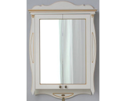 Зеркальный шкаф 78x115 см слоновая кость золотая патина Atoll Ривьера