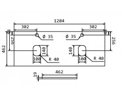 Столешница из МДФ с 2 отверстиями под раковину и с двумя отверстиями под смеситель 1204x462x19 BelBagno EK-120-2-BL Bianco Lucido