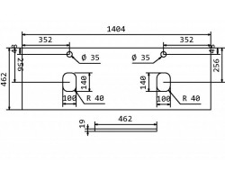 Столешница из МДФ с 2 отверстиями под раковину и с двумя отверстиями под смеситель, 1404x462x19 BelBagno EK-140-2-BL Bianco Lucido