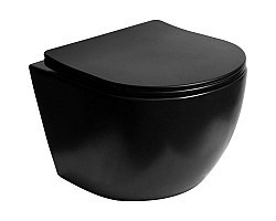 Унитаз подвесной SantiLine SL-5018MB безободковый, с сиденьем микролифт, черный матовый