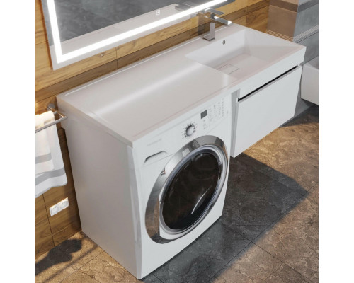 Тумба под стиральную машину Uperwood Magenta, 50 см, подвесная, белая/графит, выдвижной ящик