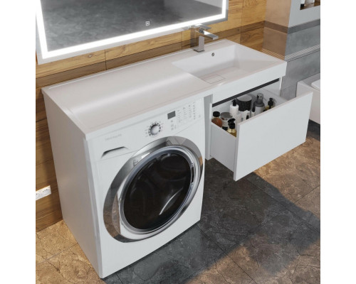 Тумба под стиральную машину Uperwood Magenta, 50 см, подвесная, белая/графит, выдвижной ящик