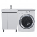 Тумба под стиральную машину Uperwood Magenta, 50 см, напольная, белая/графит, с дверцами