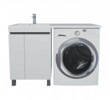 Тумба под стиральную машину Uperwood Magenta, 50 см, напольная, белая/графит, с дверцами