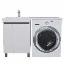 Тумба под стиральную машину Uperwood Magenta, 50 см, напольная, белая/графит, с дверцами