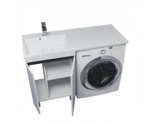 Тумба под стиральную машину Uperwood Magenta, 50 см, напольная, белая/графит, с дверцами