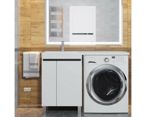 Тумба под стиральную машину Uperwood Magenta, 50 см, напольная, белая/графит, с дверцами