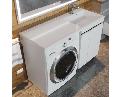 Тумба под стиральную машину Uperwood Magenta, 50 см, напольная, белая/графит, с дверцами