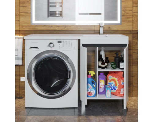 Тумба под стиральную машину Uperwood Magenta, 50 см, напольная, белая/графит, с дверцами