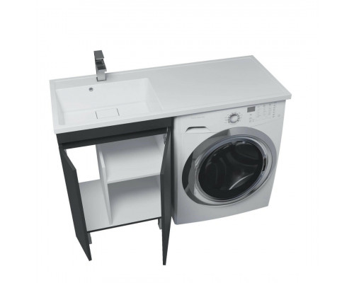 Тумба под стиральную машину Uperwood Magenta, 50 см, напольная, черная, с дверцами