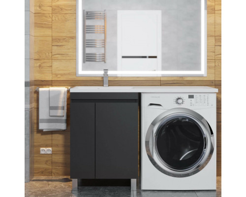 Тумба под стиральную машину Uperwood Magenta, 50 см, напольная, черная, с дверцами