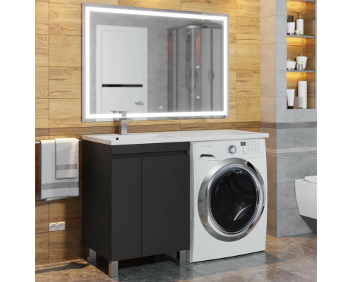 Тумба под стиральную машину Uperwood Magenta, 50 см, напольная, черная, с дверцами