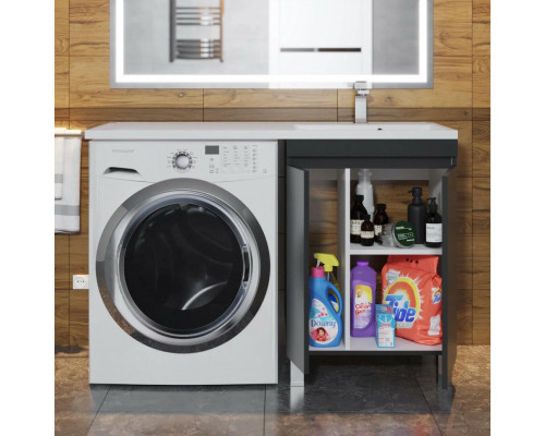 Тумба под стиральную машину Uperwood Magenta, 50 см, напольная, черная, с дверцами