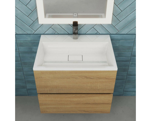 Тумба с раковиной для ванной Uperwood Barsa 60 см, раковина белая, подвесная тумба черная/дуб сонома