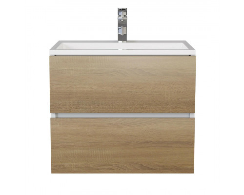 Тумба с раковиной для ванной Uperwood Barsa 60 см, раковина белая, подвесная тумба белая/дуб сонома
