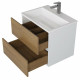 Тумба с раковиной для ванной Uperwood Barsa 60 см, раковина белая, подвесная тумба белая/дуб сонома