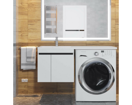 Тумба под стиральную машину Uperwood Magenta, 50 см, подвесная, белая/графит, с дверцами