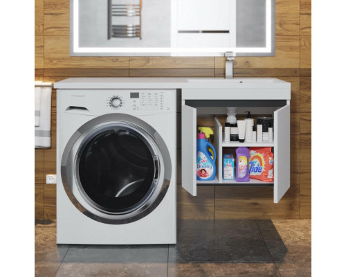 Тумба под стиральную машину Uperwood Magenta, 50 см, подвесная, белая/графит, с дверцами