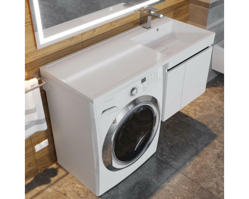 Тумба под стиральную машину Uperwood Magenta, 50 см, подвесная, белая/графит, с дверцами