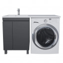 Тумба под стиральную машину с раковиной Uperwood Magenta 60/120 см, напольная, черная, с дверцами, левая