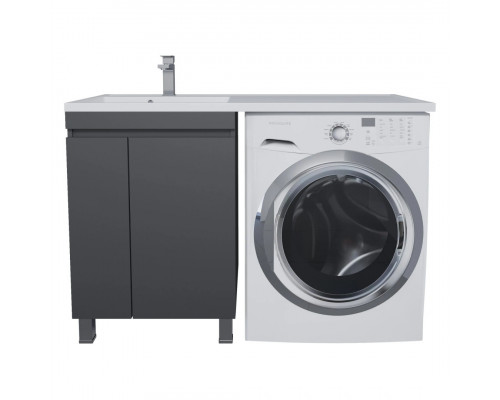 Тумба под стиральную машину с раковиной Uperwood Magenta 60/120 см, напольная, черная, с дверцами, левая