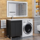 Тумба под стиральную машину с раковиной Uperwood Magenta 60/120 см, напольная, черная, с дверцами, левая