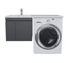 Тумба под стиральную машину с раковиной Uperwood Magenta 60/120 см, подвесная, черная, с дверцами, левая