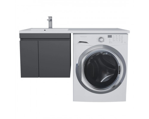 Тумба под стиральную машину с раковиной Uperwood Magenta 60/120 см, подвесная, черная, с дверцами, левая