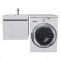 Тумба под стиральную машину с раковиной Uperwood Magenta 60/120 см, подвесная, белая/графит, с дверцами, левая