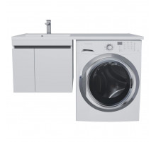 Тумба под стиральную машину с раковиной Uperwood Magenta 60/120 см, подвесная, белая/графит, с дверцами, левая