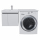 Тумба под стиральную машину с раковиной Uperwood Magenta 60/120 см, подвесная, белая/графит, с дверцами, левая