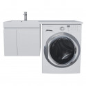Тумба под стиральную машину с раковиной Uperwood Magenta 60/120 см, подвесная, белая, с дверцами, левая
