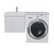 Тумба под стиральную машину с раковиной Uperwood Magenta 60/120 см, подвесная, белая, с дверцами, левая