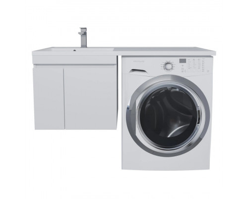 Тумба под стиральную машину с раковиной Uperwood Magenta 60/120 см, подвесная, белая, с дверцами, левая