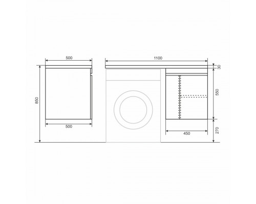 Тумба под стиральную машину Uperwood Magenta, 50 см, подвесная, белая, с дверцами