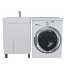 Тумба под стиральную машину Uperwood Magenta, 50 см, напольная, белая, с дверцами