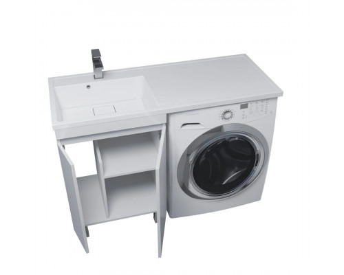 Тумба под стиральную машину Uperwood Magenta, 50 см, напольная, белая, с дверцами