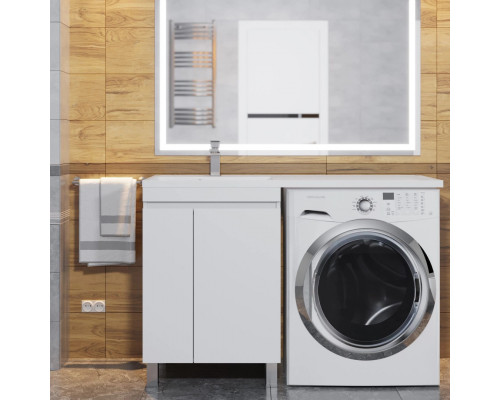 Тумба под стиральную машину Uperwood Magenta, 50 см, напольная, белая, с дверцами