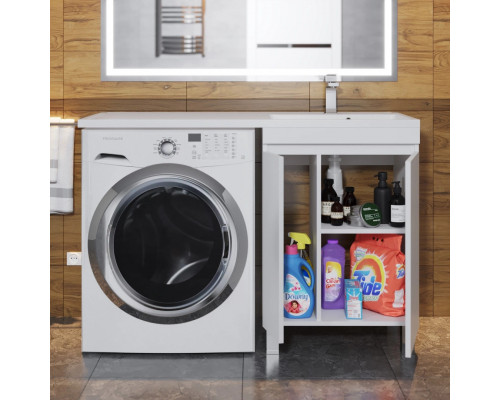 Тумба под стиральную машину Uperwood Magenta, 50 см, напольная, белая, с дверцами