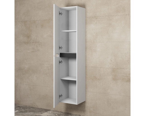 Шкаф-пенал для ванной Uperwood Tanos подвесной, 33х27х150 см, левый, белый/графит