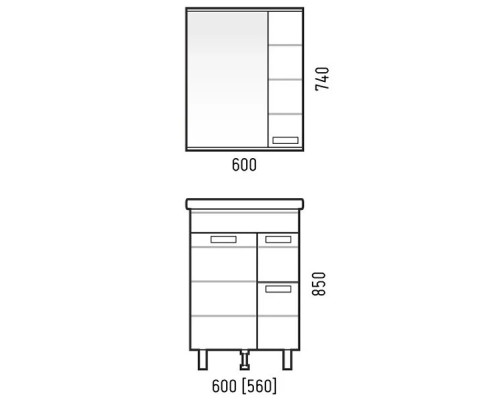 Приобрести Мебель для ванной Corozo Денвер Z2 60, цвет белый в магазине сантехники Santeh-Crystal.ru
